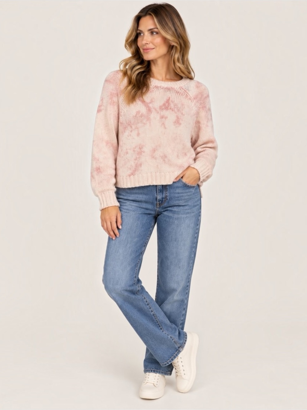 Wooden Ships Pink Abstract Mohair Wool Blend Oversized Sweater XS